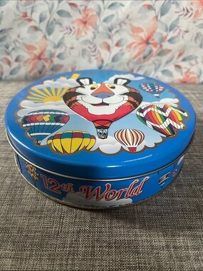 Bright Blue Hot Air Balloon Tin Storage Box for Kids